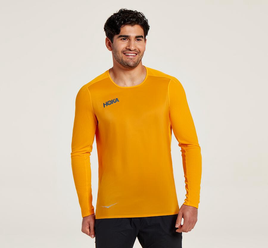 Hoka One One Wind - Men Tops - Yellow,Australia JAQ-756304